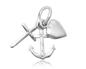 lovely tiny heart, cross, anchor sterling silver baby charm 
